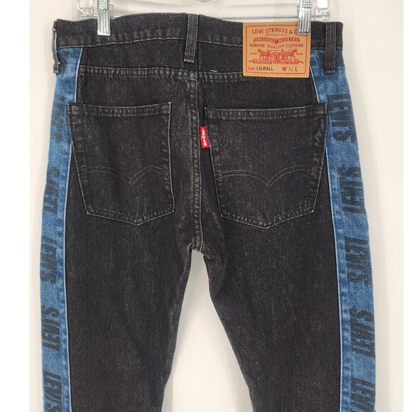 Levi's Premium Lo-Ball Black Denim Logo Stripe Jeans Men’s Size W32 L - Picture 5 of 12